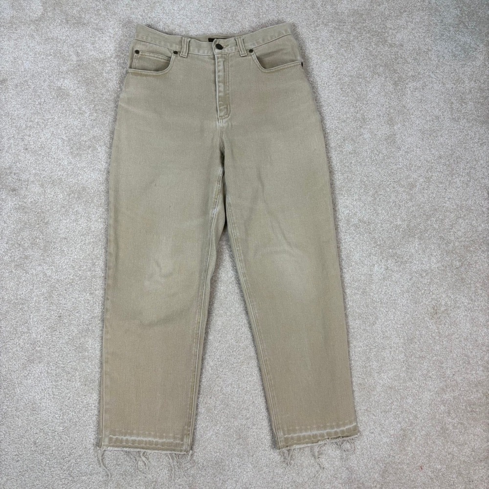 Jones Jeans Womens 6 Tan Khaki High Rise Straight Leg Raw Hem Stretch Pants